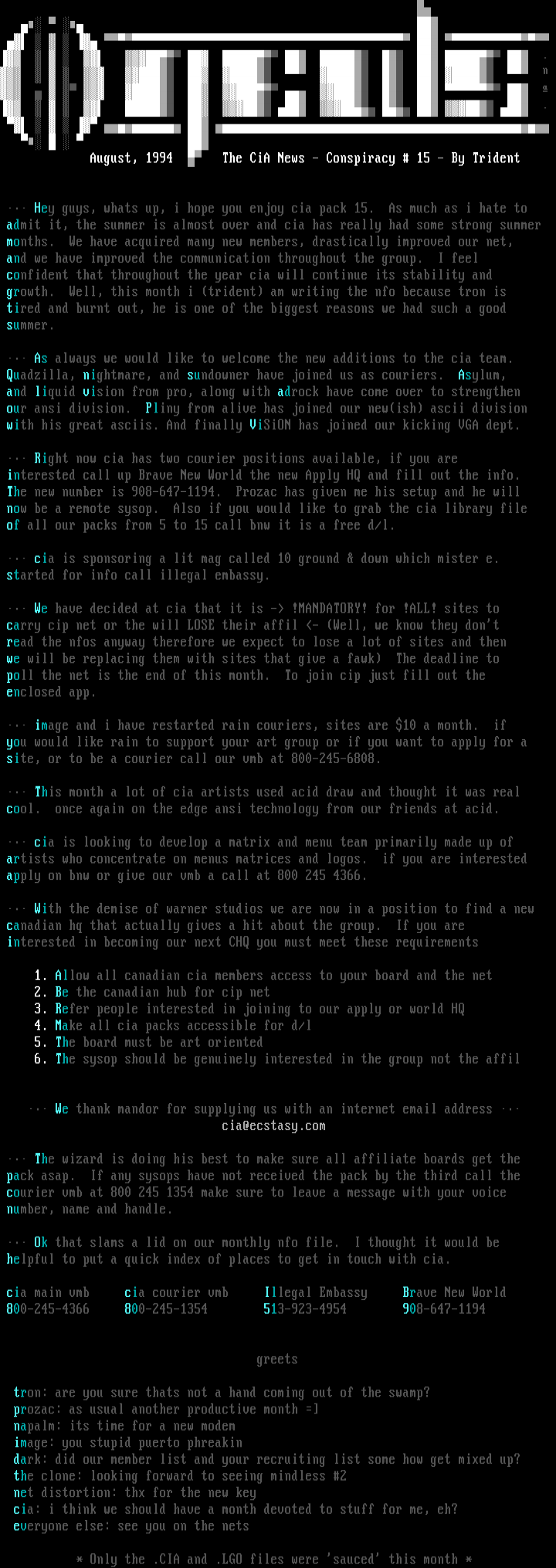 CiA Pack #15 Info File by CiA