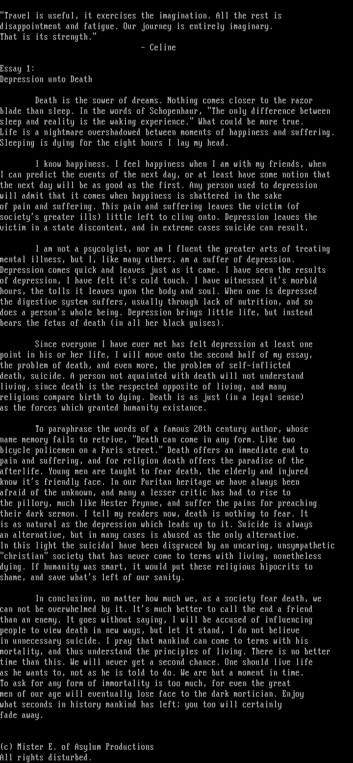 Depression unto Death by Mister E.