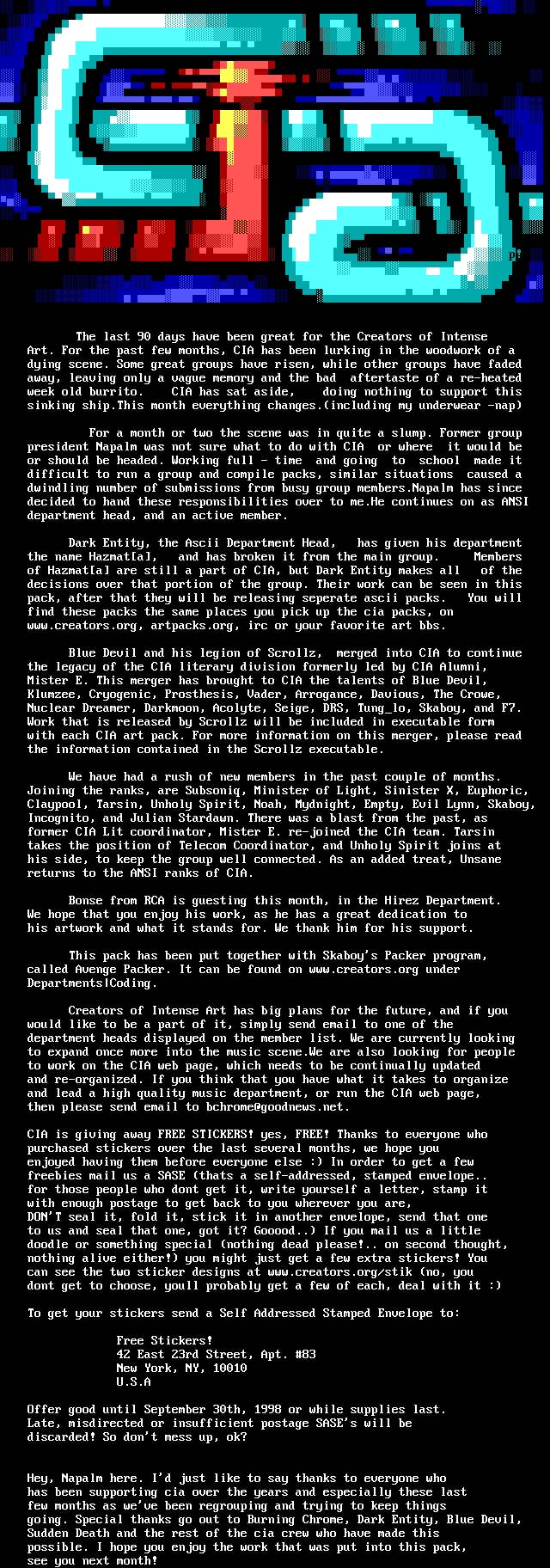 CIA Productions Newsletter by Burning Chrome