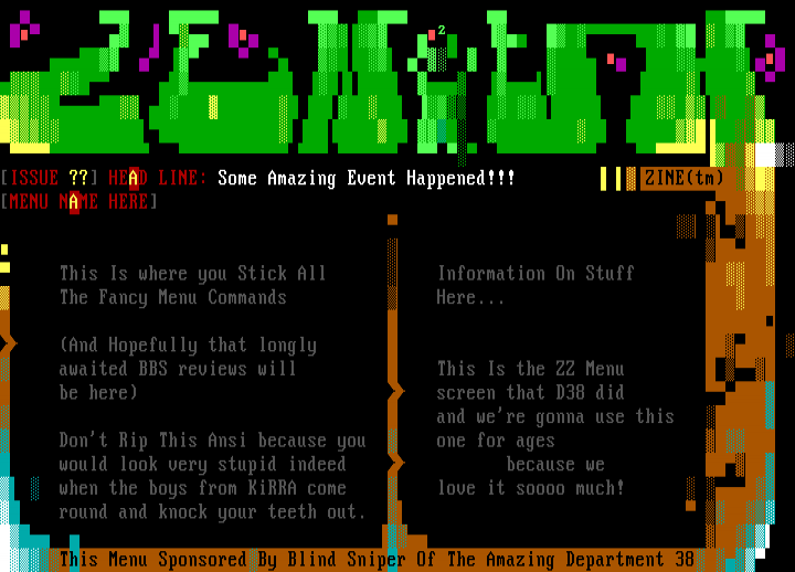 Zenith Zine Menu #1 by Blind Sniper