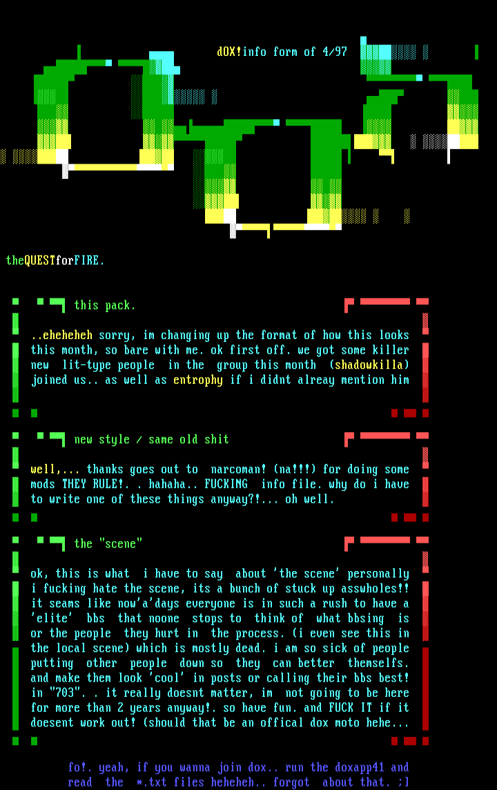dox info file of 4/97 by dox!staff