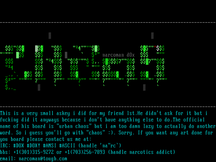 kaos ascii by narcotics addict