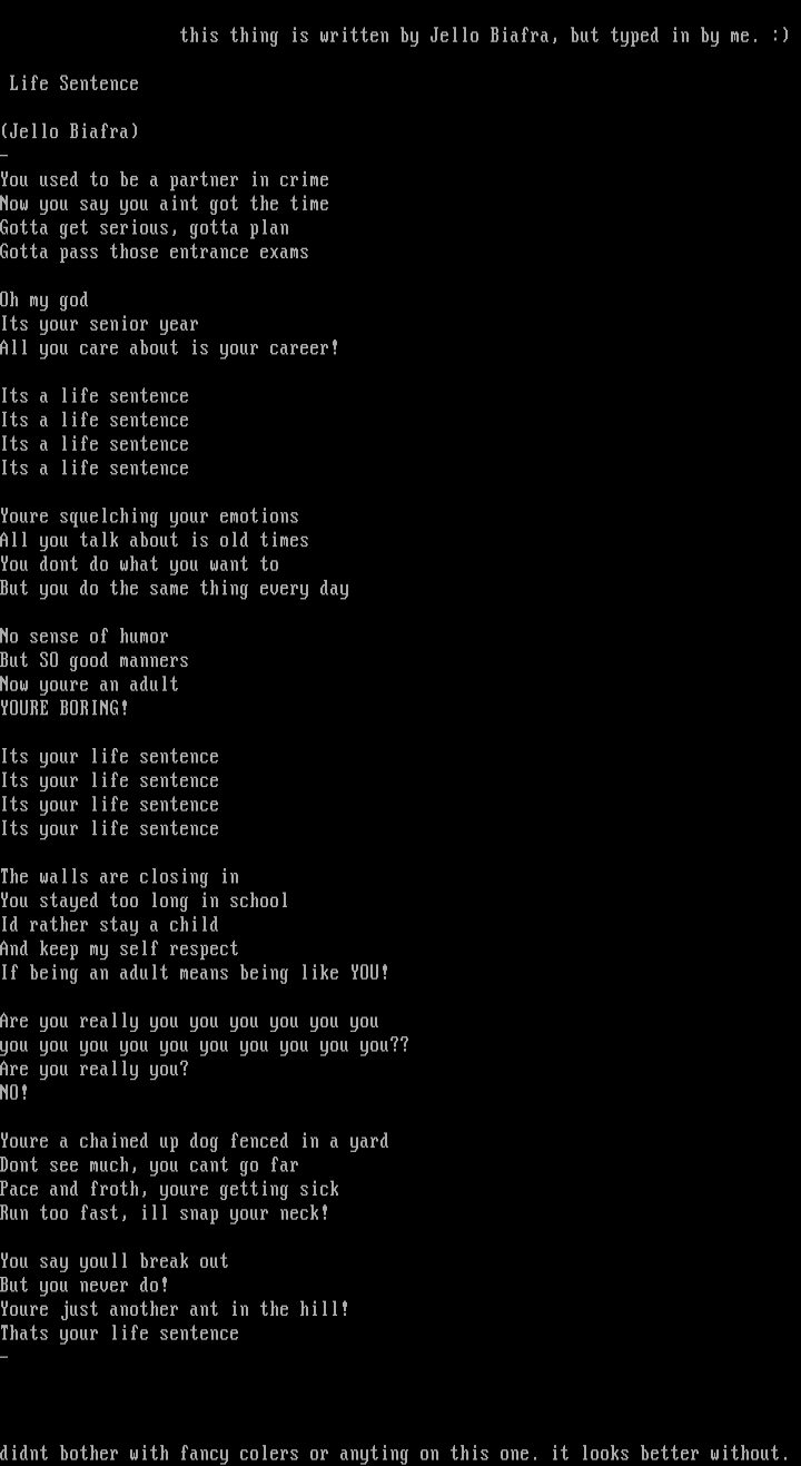 Life Sentence by Jello Biafra/vrm