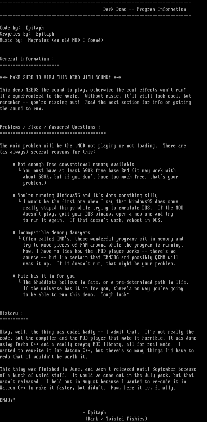 Dark Demo Information by Epitaph