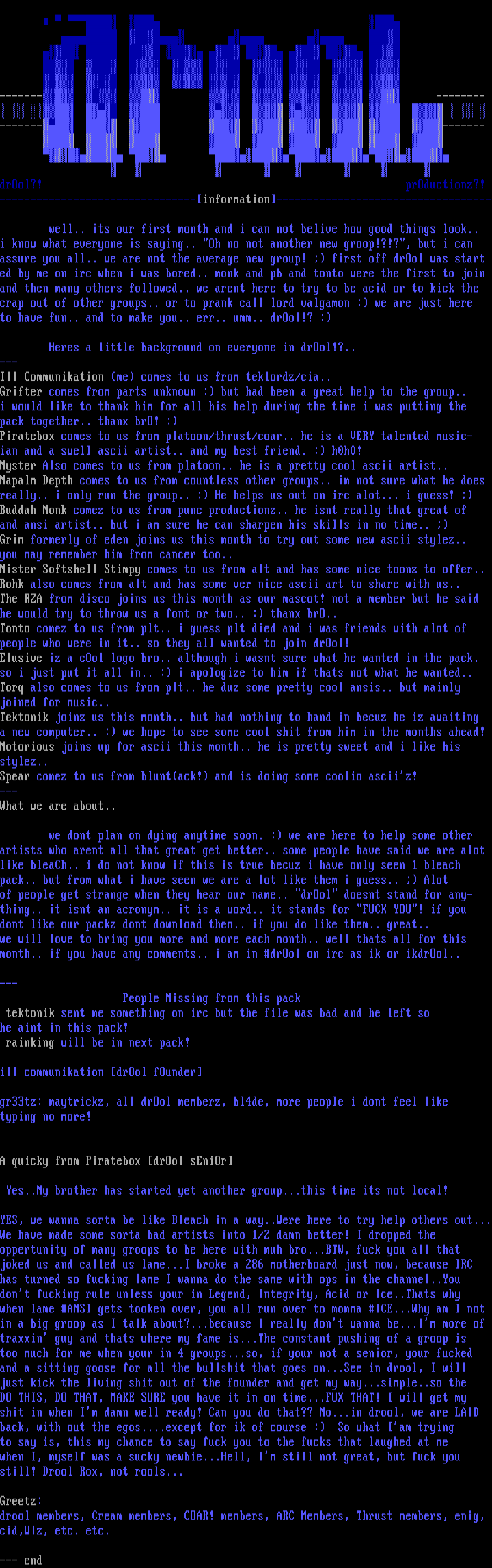 Drool August info by drOolio