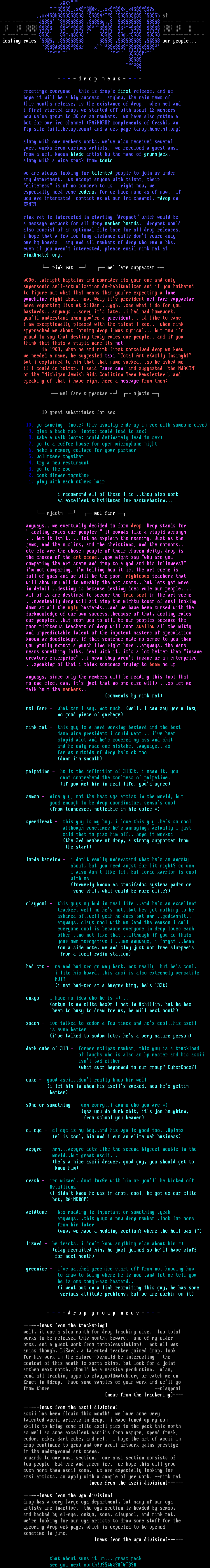 drop newsletter by staff