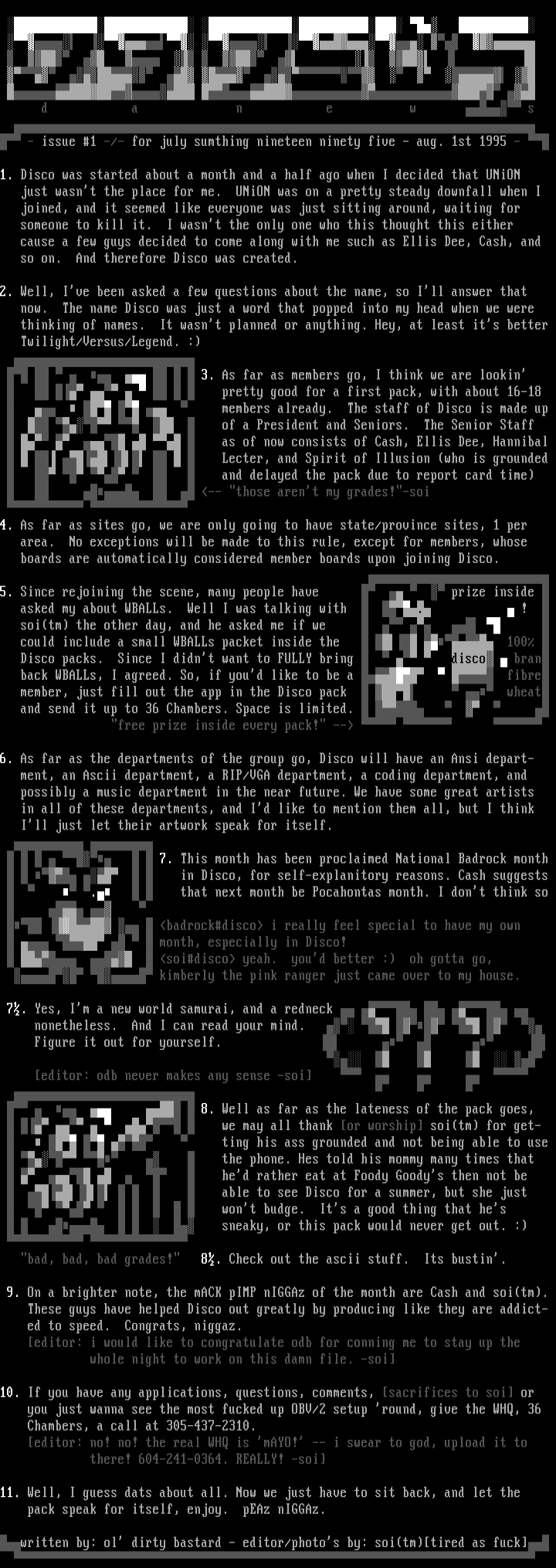 Disco News by Senior Staff