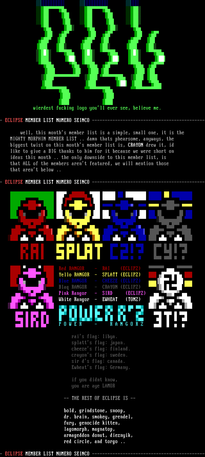 MIGHTY MORPHING MEMBER LIST by crayon