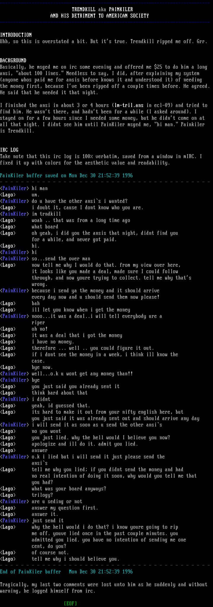 Trendkill and His Detriment to Amer by lagomorph