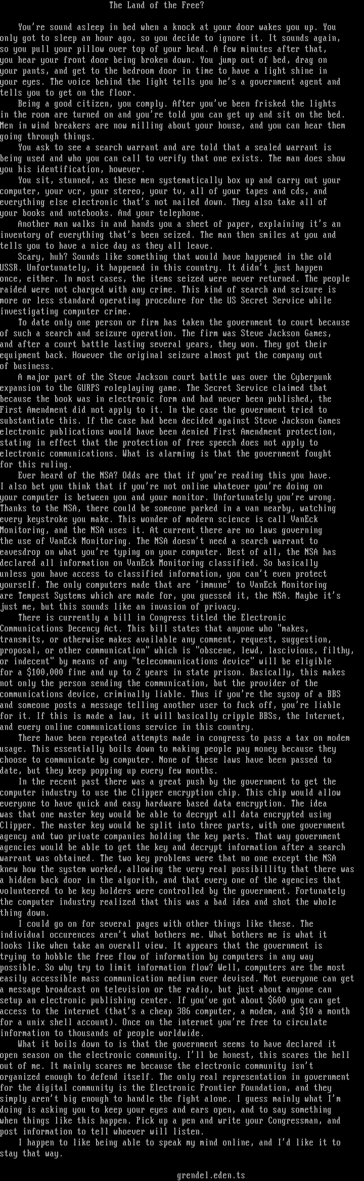 The Land of the Free? by Grendel