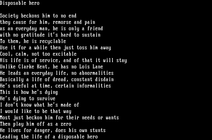 "Disposable Hero" by Leper Messiah