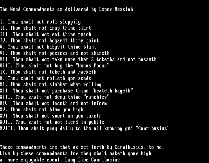 "The Weed Commandments" by Leper Messiah