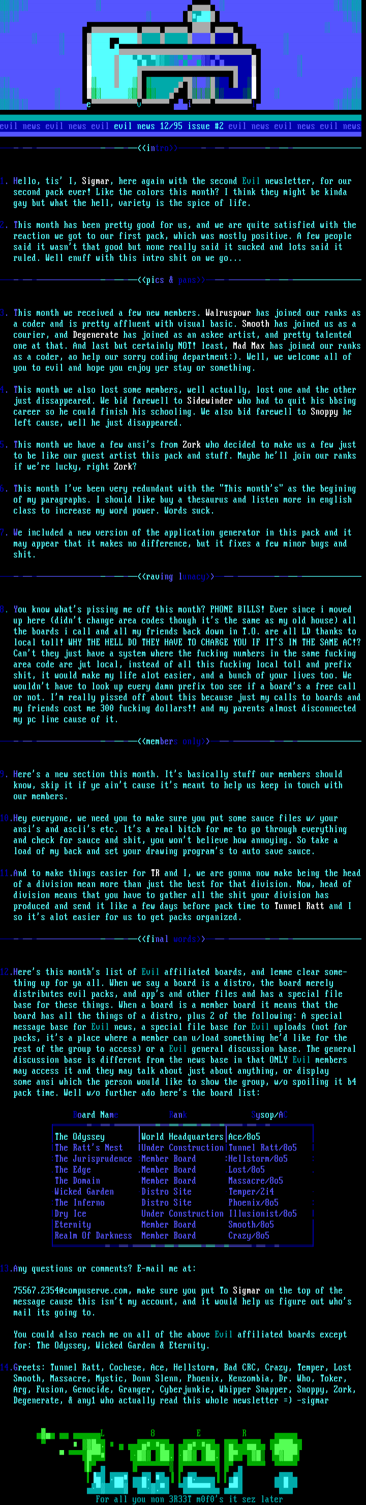 Evil 12/95 Newsletter #2 by Sigmar