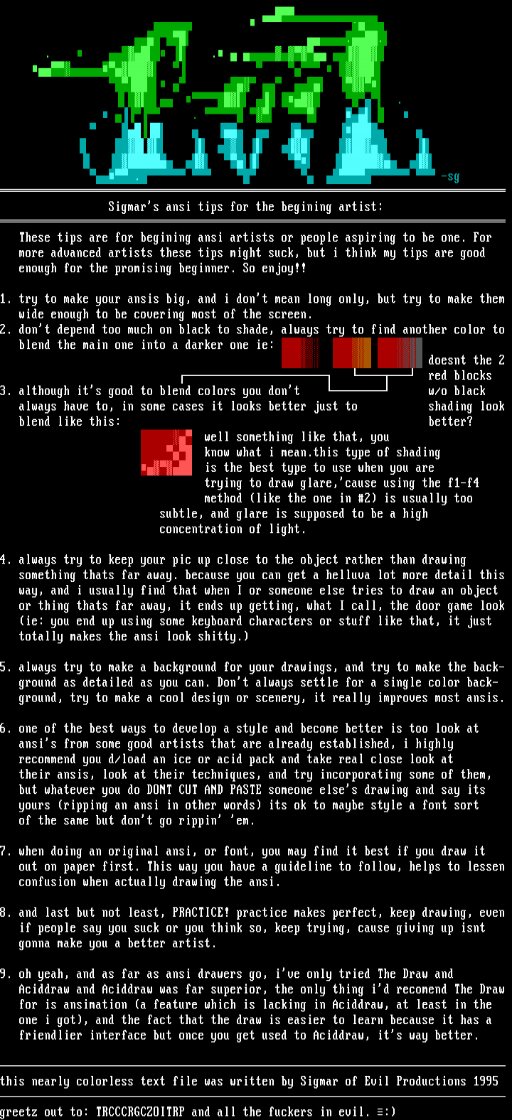 Sigmar's ansi tips for the beginner by Sigmar