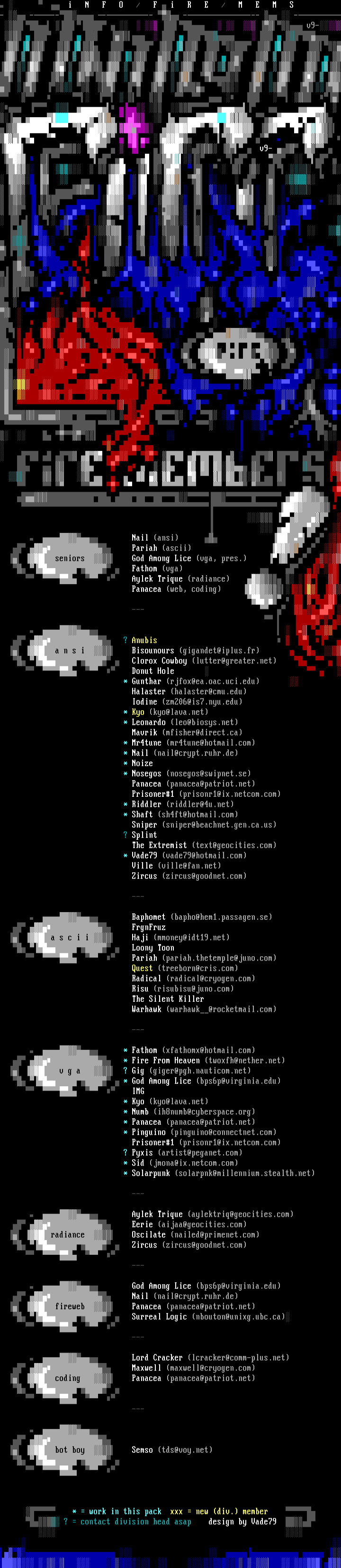 #info# 08/97 Fire member list by Vade79, et. al.