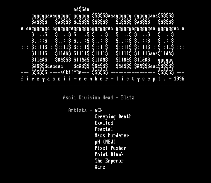 #INFO# Fire Ascii Memberlist by aCk/Blatz