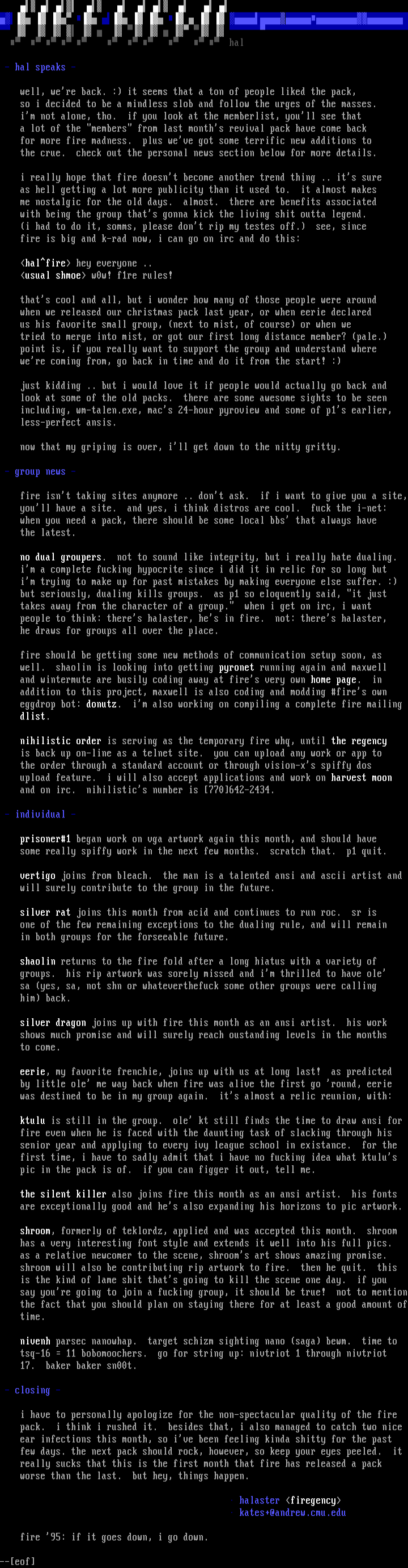 Newsletter for 10/95 by Halaster