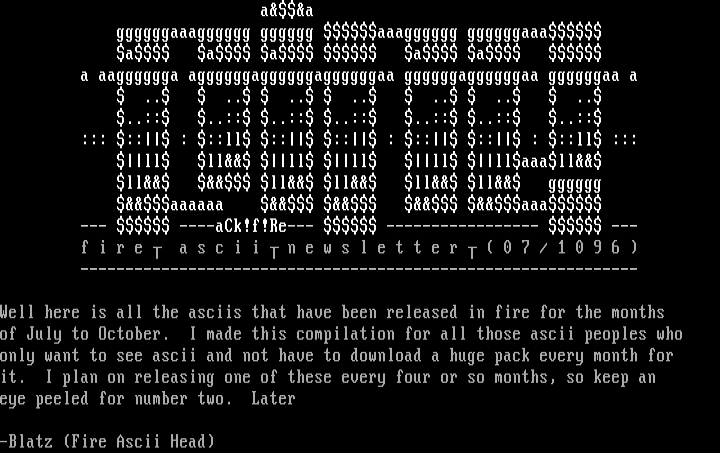fire ascii newsletter by Blatz