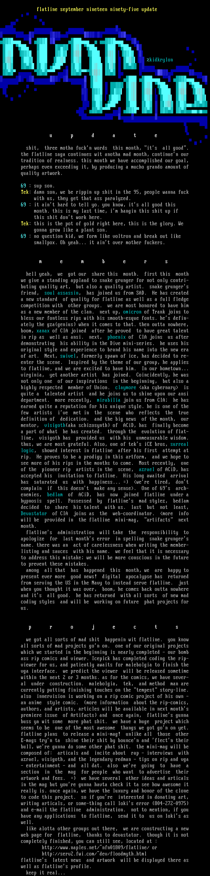 Flatline 09/95 Info by Administration