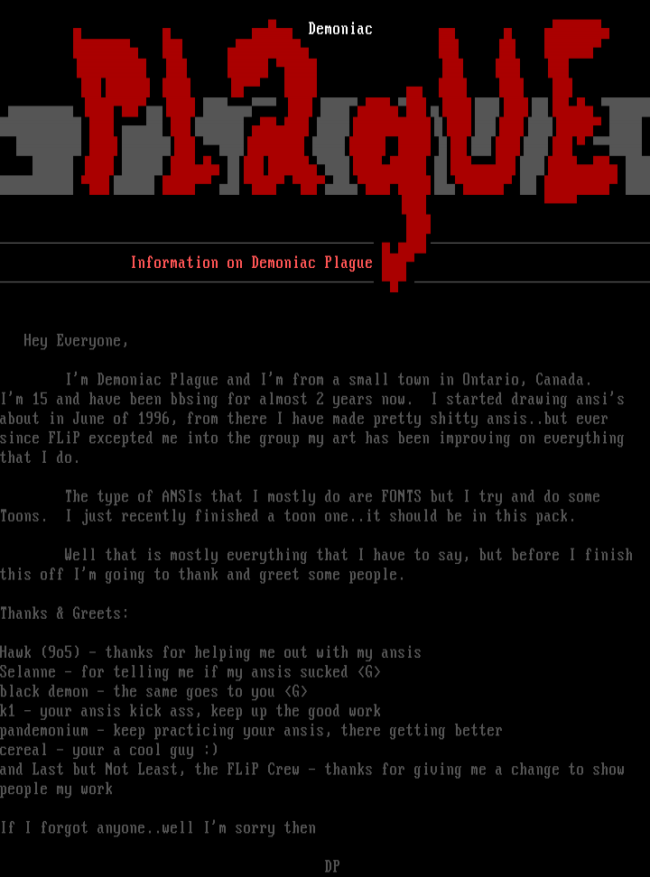 FLiP Member Profile by Demoniac Plague