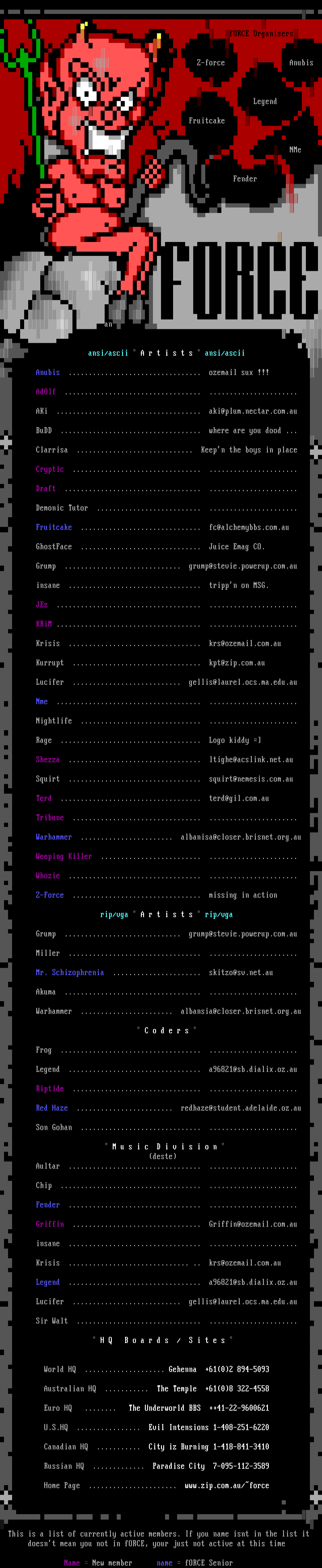 fORCE Member List by fORCE