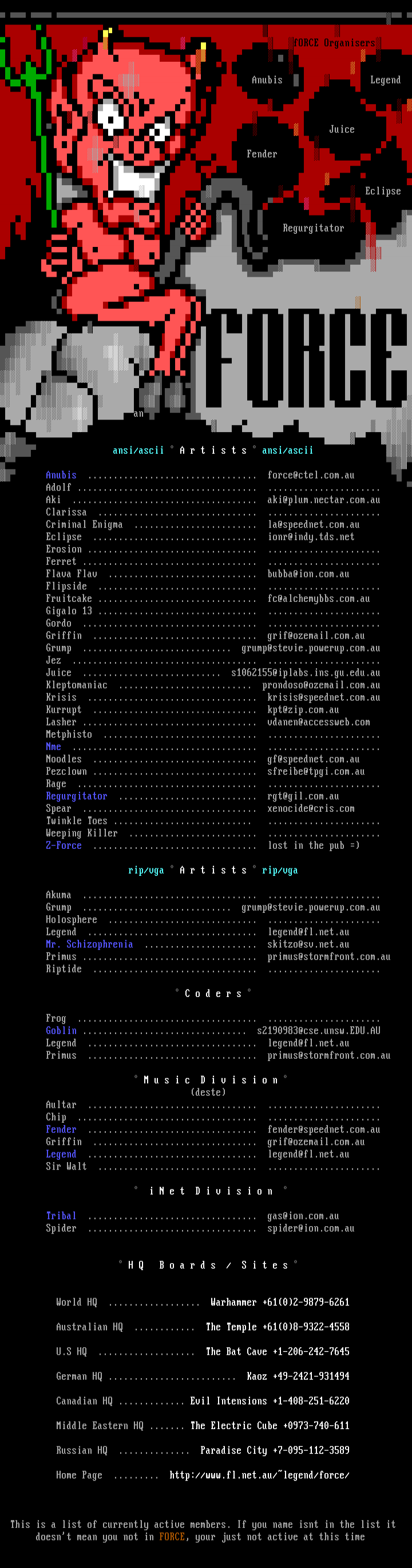 FORCE memberlist by FORCE