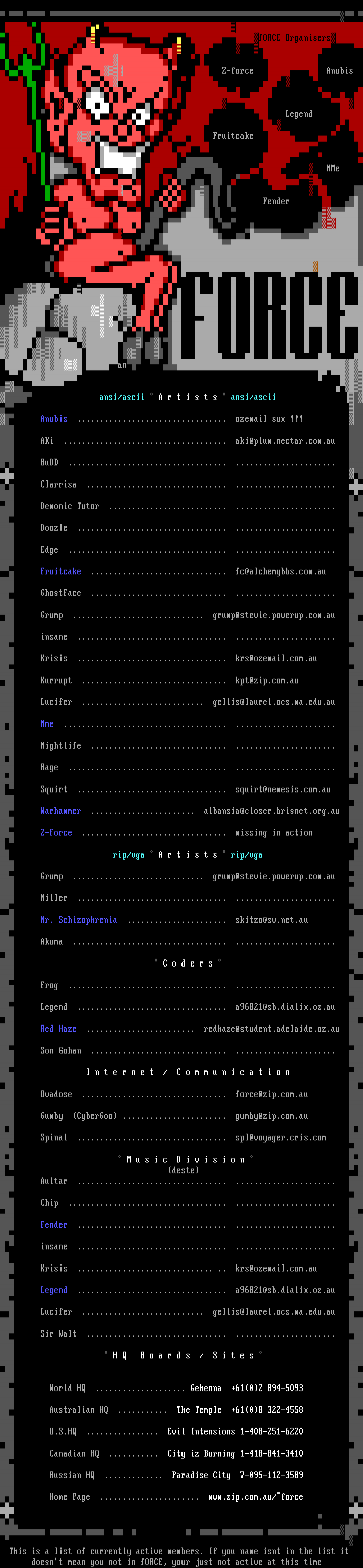 fORCE Member List by fORCE