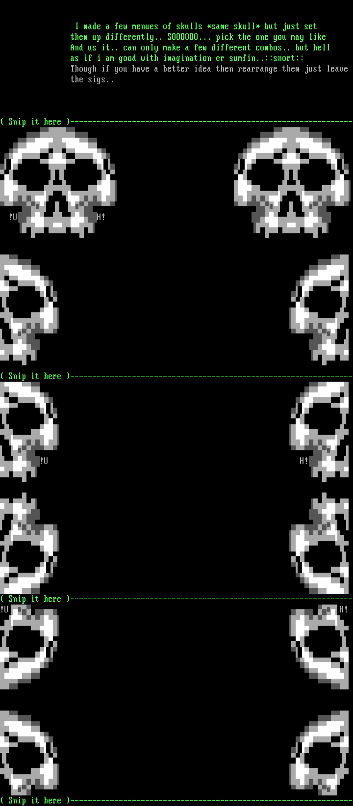 Skull menu's by Untamed Heart