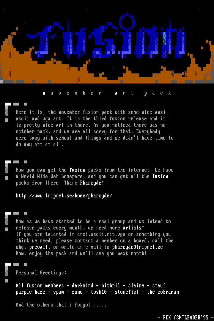 Fusion Info-file - Nov. 1995