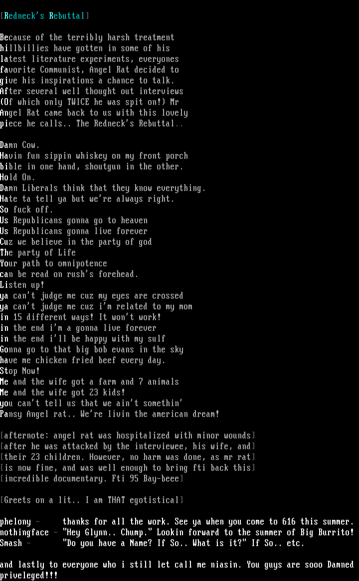 The Redneck's Rebuttal by angel rat