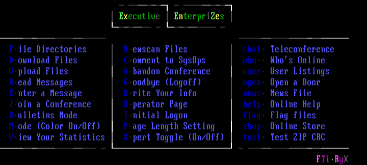 Exec Ent. PcBoard Menu by rayonix