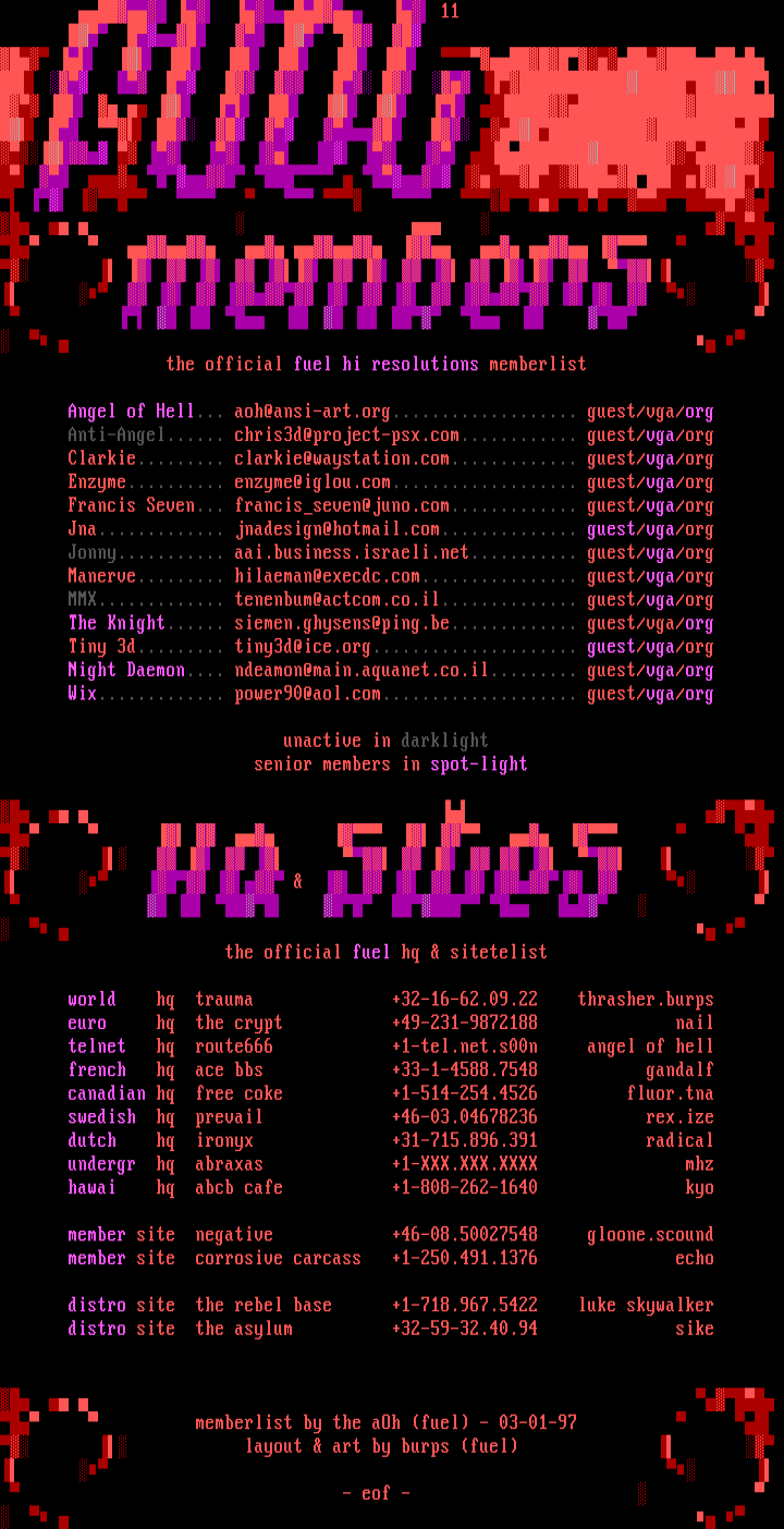 Fuel Hi Resolutions Member Listing by Burps and aOh