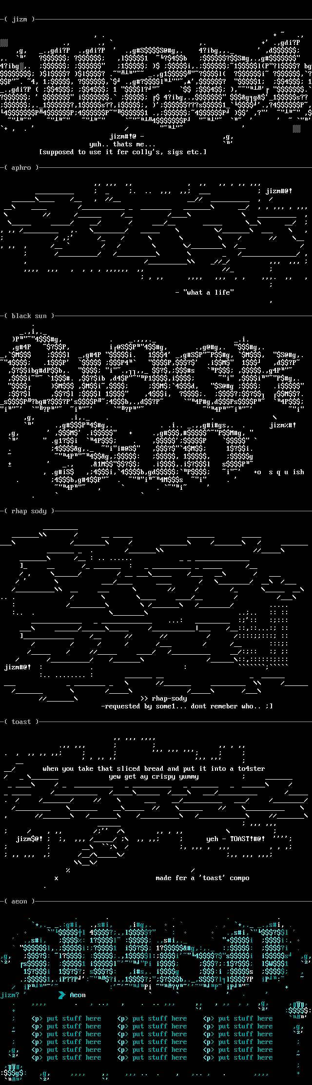 Ascii logos for pack 12 by Jizm