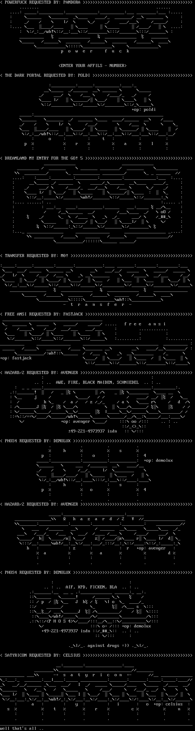 Ascii logos pack 13 by Warhack