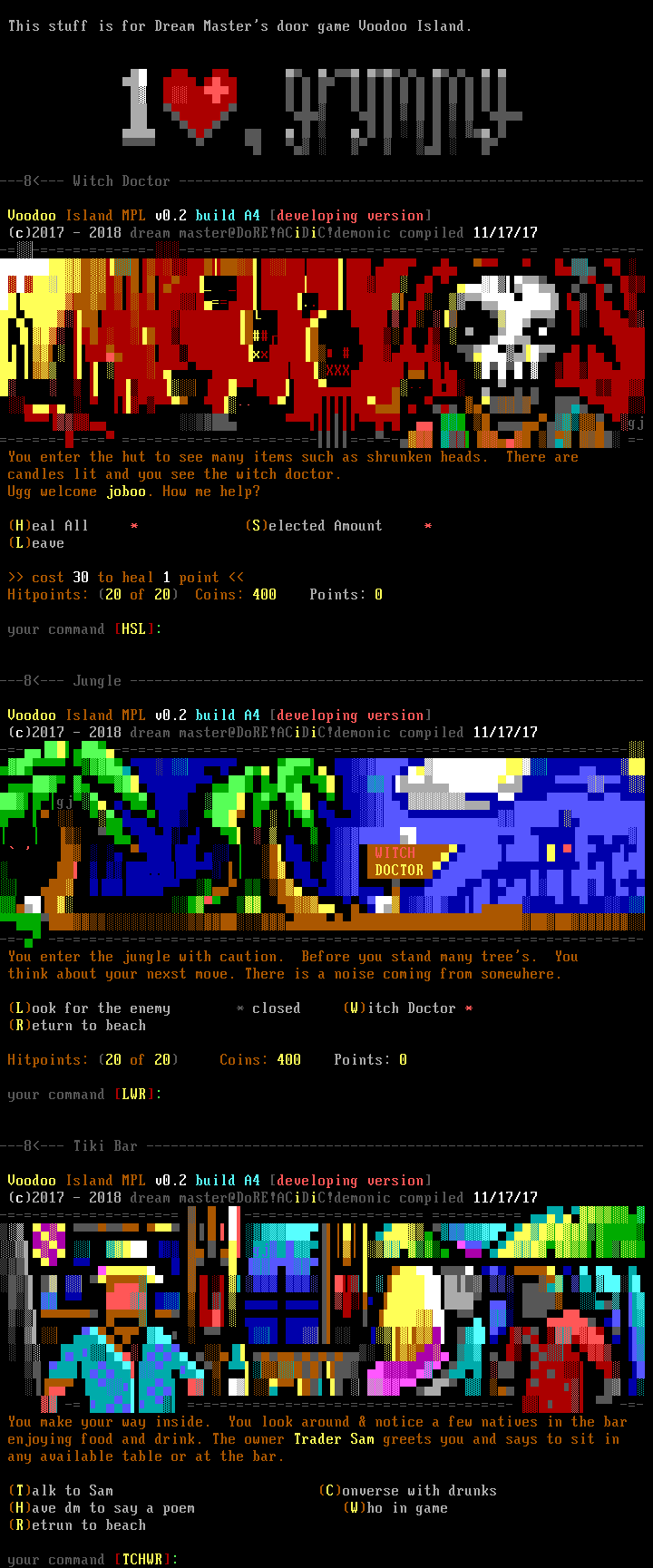 Voodoo Island Door Game by grymmjack (gj!)