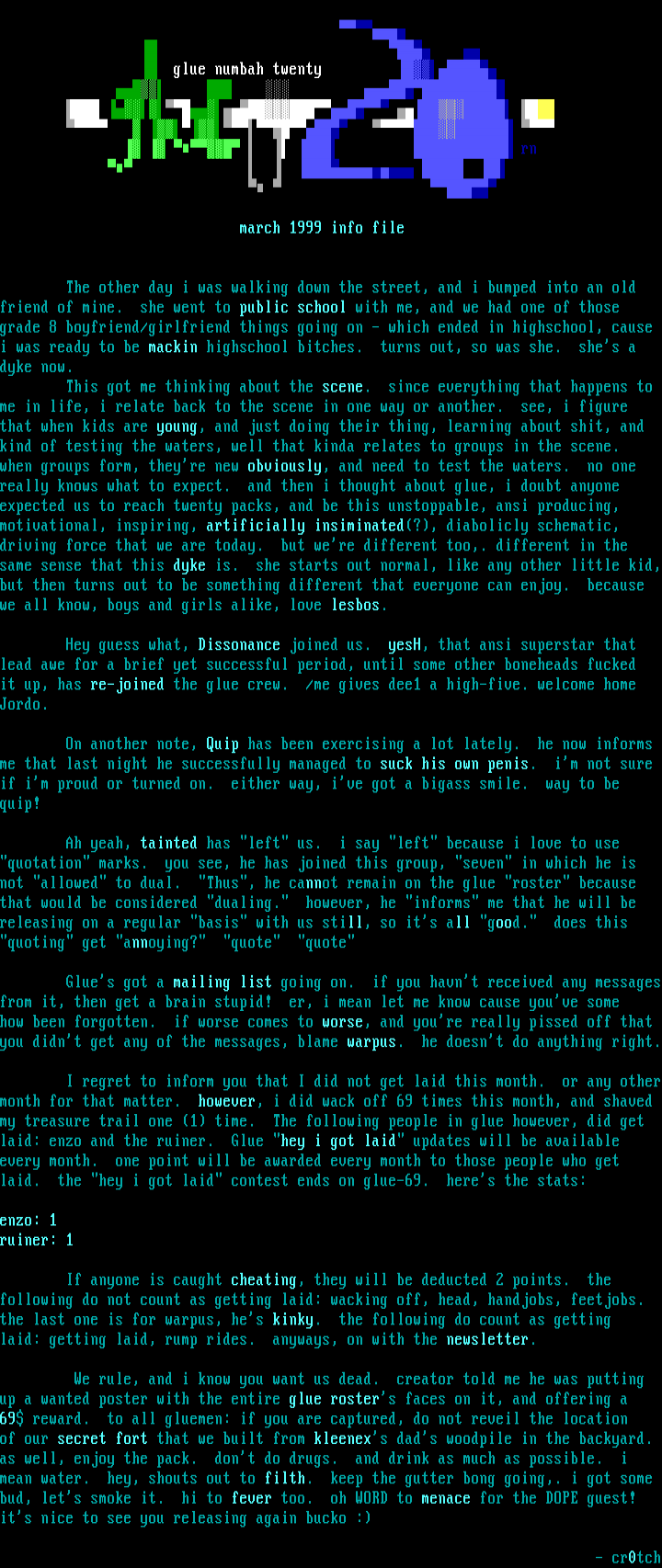 march 1999 info file by glue