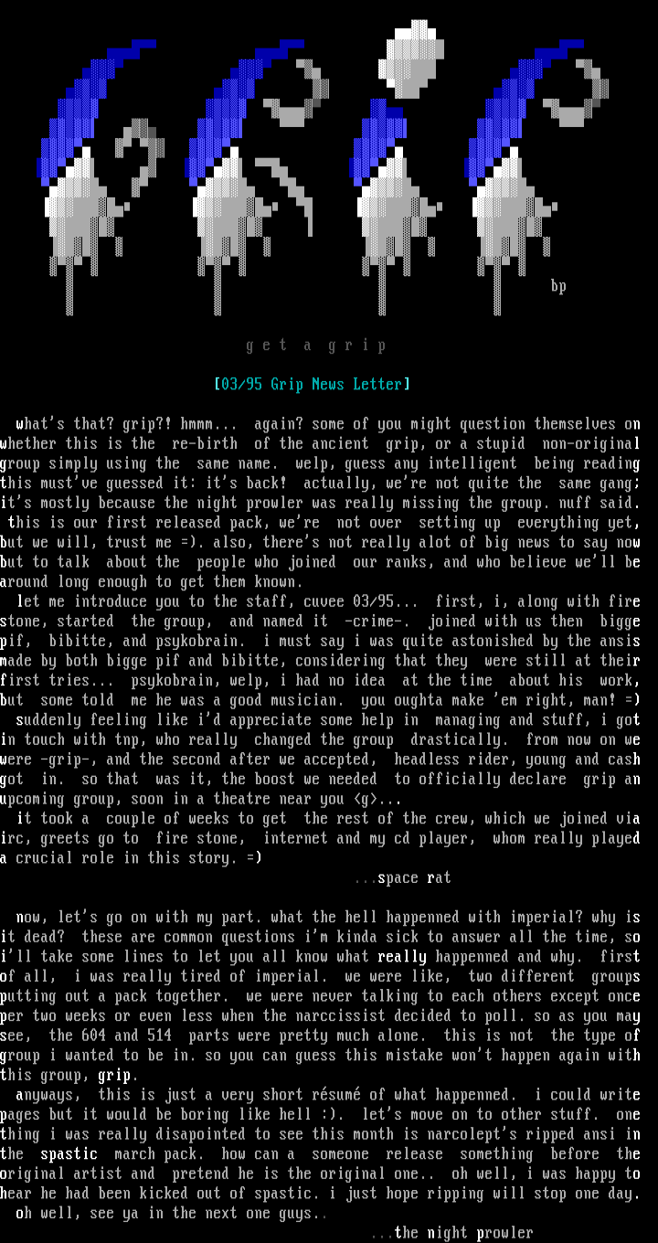 GRIP 03/95 NewsLetter by Space Rat & tnp