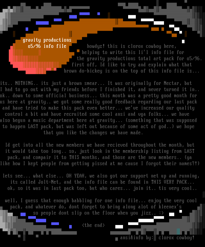 gravity o5/96 info file by clorox cowboy