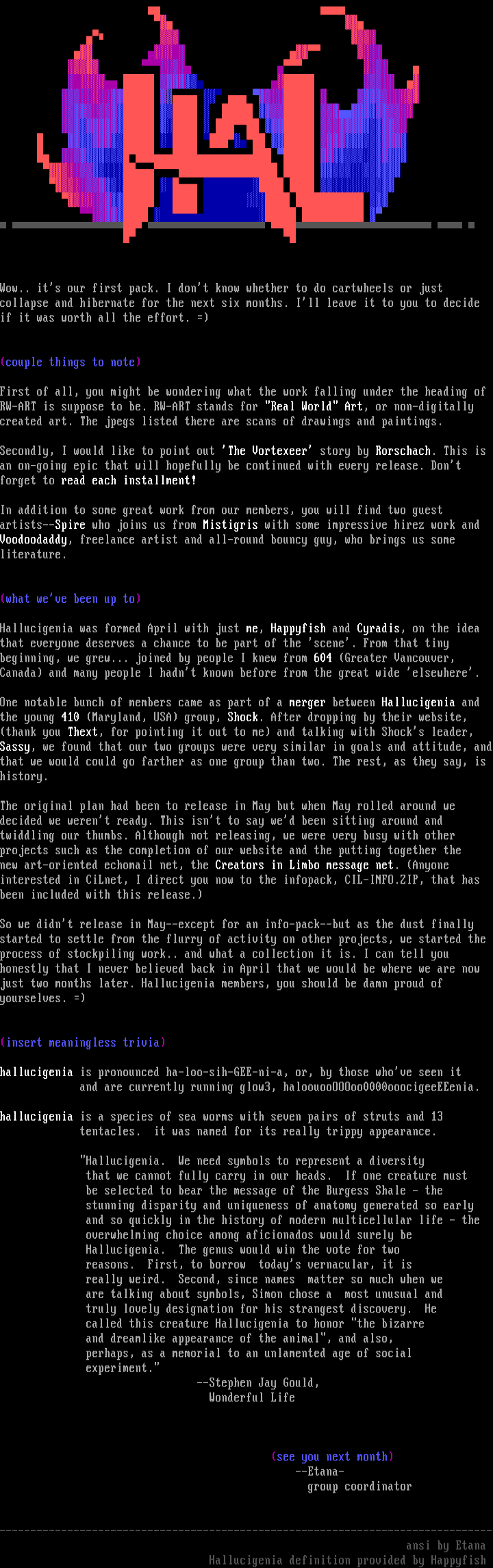Hallucigenia June 1998 infofile by Etana
