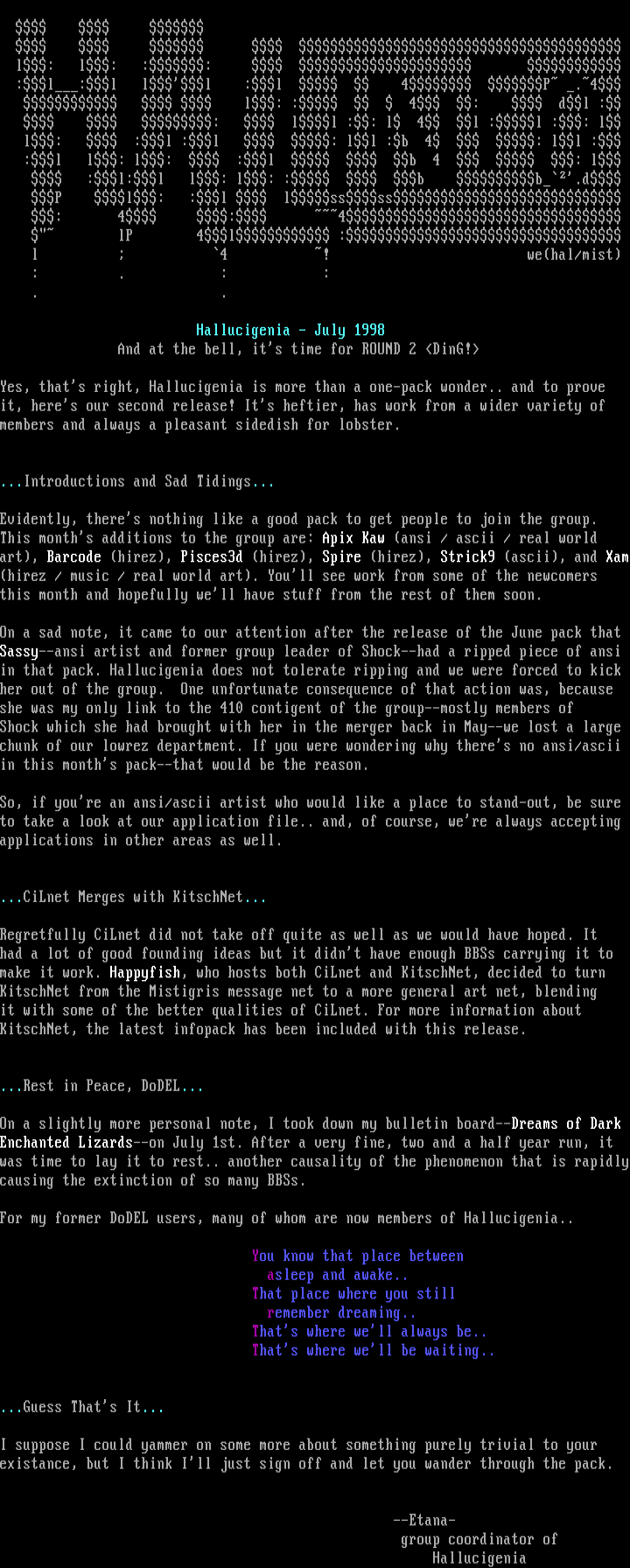 Hallucigenia July 1998 InfoFile by Etana