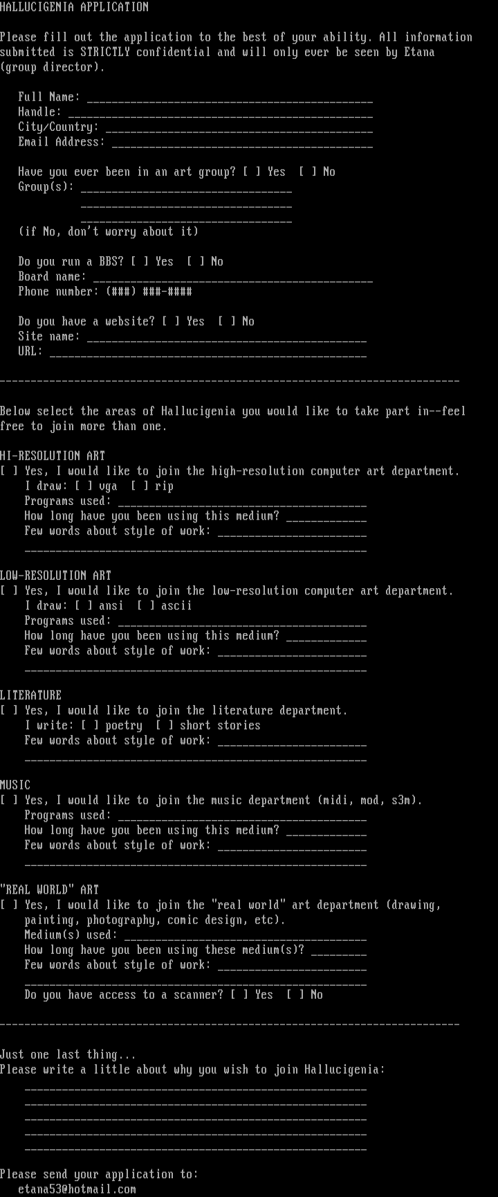 Hallucigenia member application
