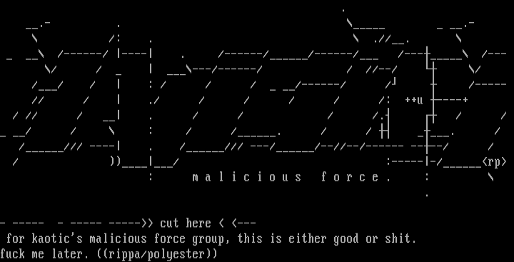malicious force nfo header by rippa
