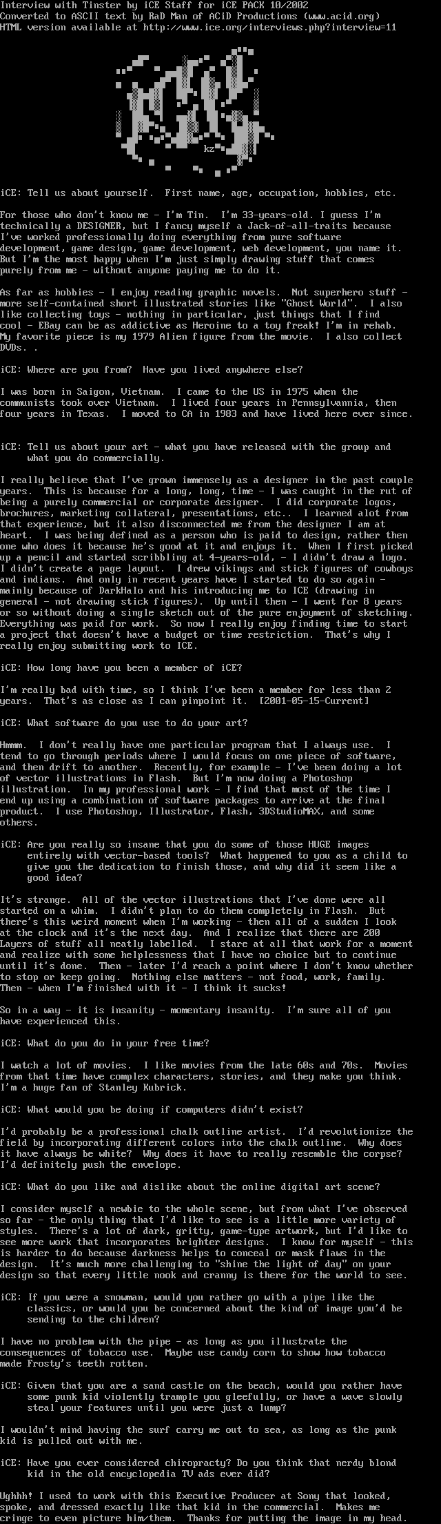 Interview with Tinster by iCE Staff