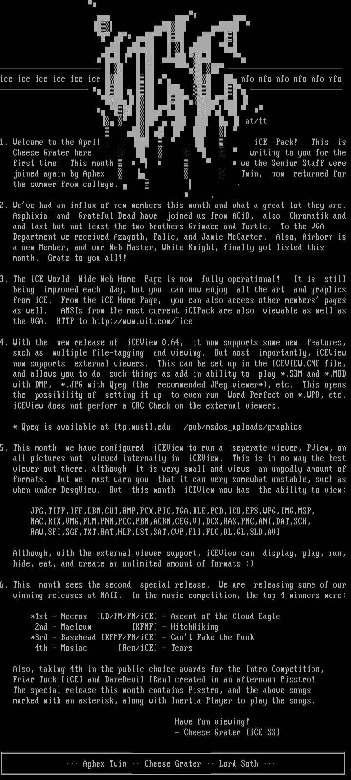 04/95 iCE Info by iCE Staff