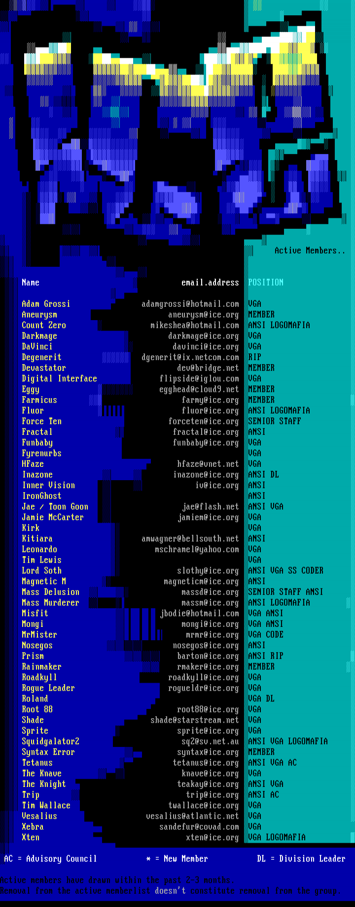 99/09 Member List by iCE Senior Staff