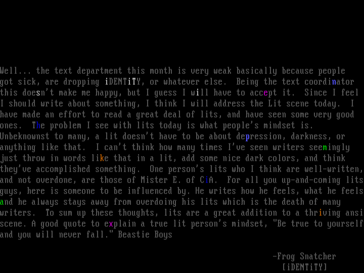 Adressing the Lit Scene by Frog Snatcher