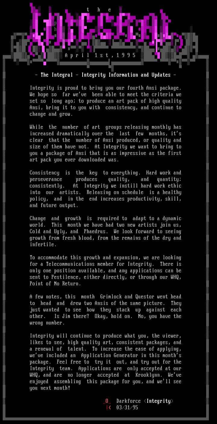 The Integral - April 1995