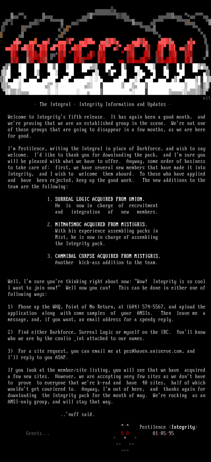 the integral - May 1995