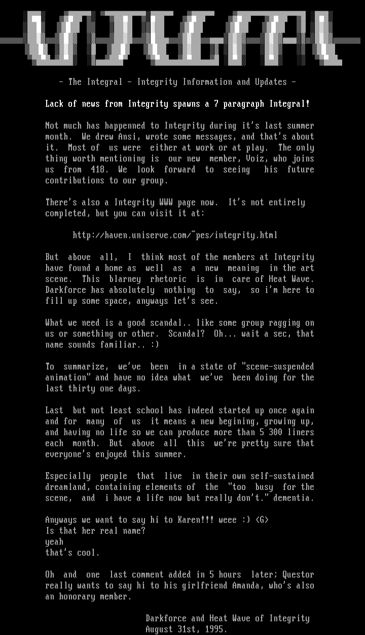 The Integral - September 1995