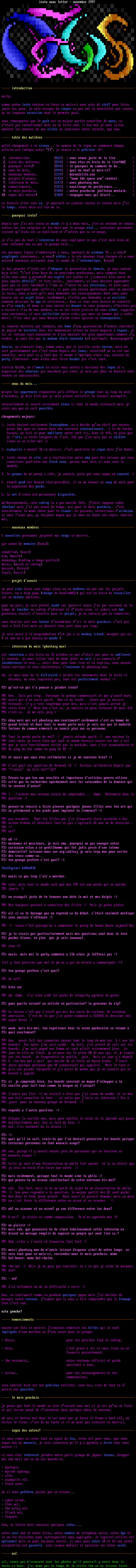 news, novembre 97. by Flying Squirrel